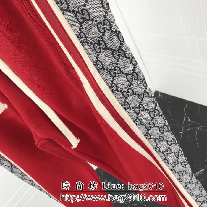 Gucci古奇 18ss秋冬新款衛褲 雙側不同面料拼接雙G圖案 定制五金拉鏈 純棉毛圈面料 高版本男女同款 ydi2071